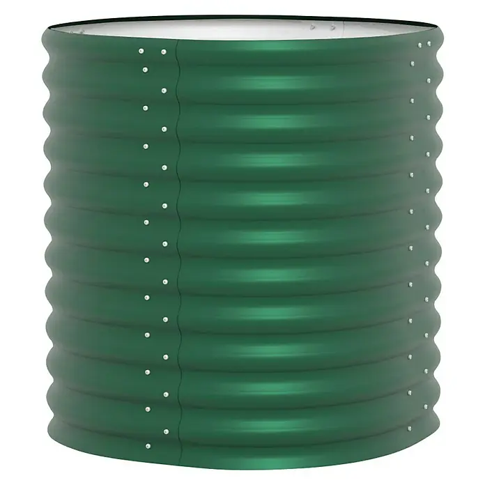 Vitavia Hochbeet Terra 858 - 82 x 82 x 85,8 cm, Zincalume®, Seegras - Ein grünes, geriffeltes Hochbeet mit Nieten, ideal für Gartenliebhaber, die stilvolles und langlebiges Zubehör suchen.