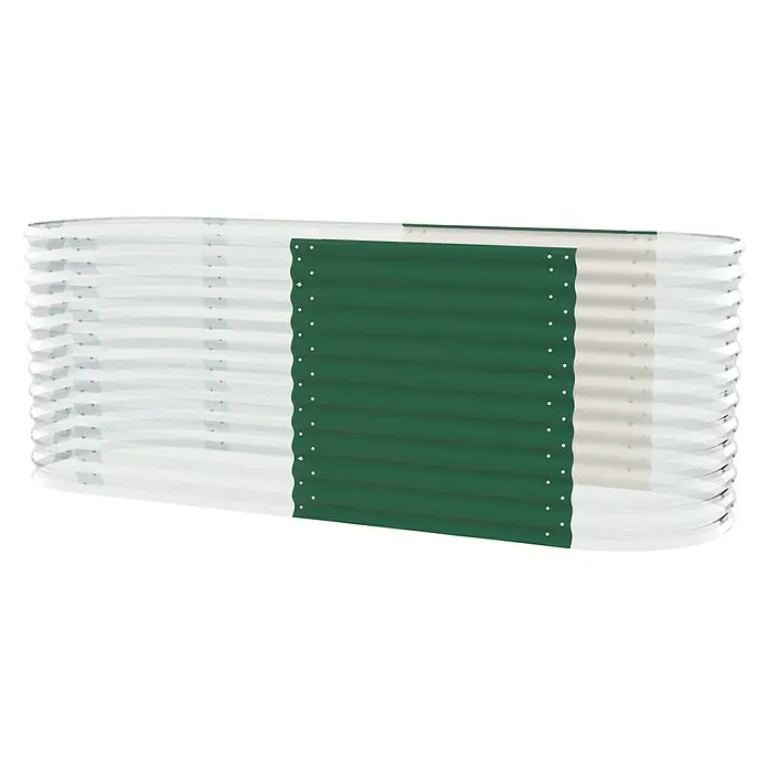 Vitavia Hochbeet-Erweiterung Stretched 858 - 80 x 86 cm, Stahl, Farbe: Seegras - Erweitertes, erhöhtes Gartenbeet aus robustem, silbernem Metall mit grüner Akzentwand. Ideal für Gartenliebhaber, um Pflanzen stilvoll anzubauen.