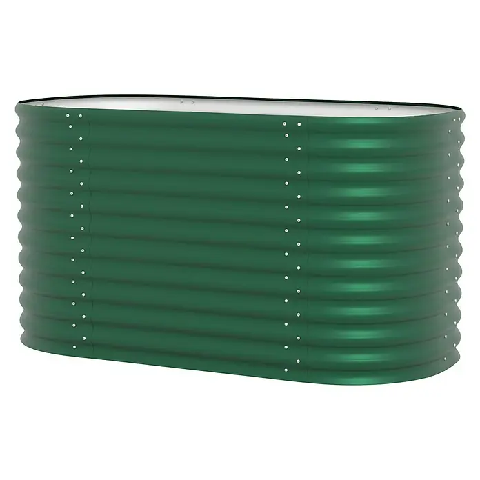 Vitavia Hochbeet Terra 858162 x 82 x 85,8 cm, Stahl, Seegras - Grünes Hochbeet aus Metall mit gewelltem Design und silbernen Nieten, ideal für den Garten.