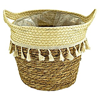 Pflanzkorb (Außenmaß (Ø x H): 30 x 31 cm, Naturmaterialien, Natur/Creme)