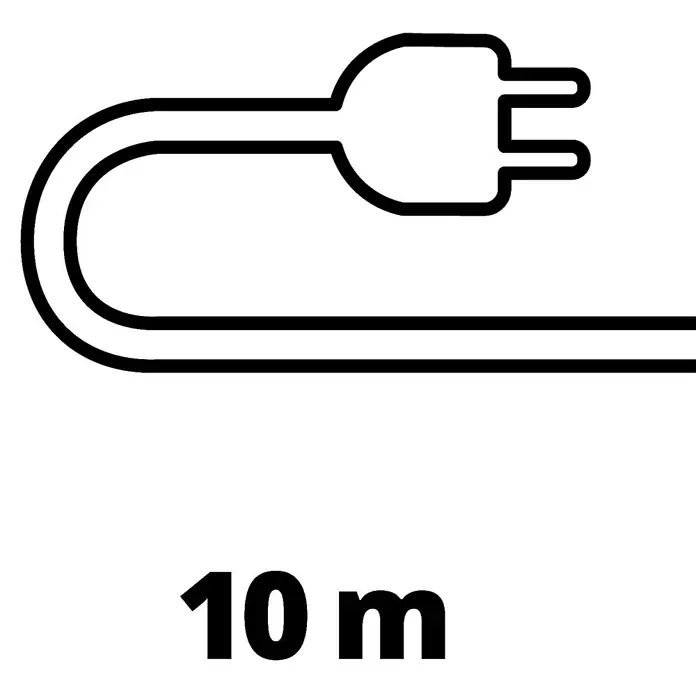 Einhell Klarwasser-Tauchpumpe GE-SP 4390 N-A LL ECO - 430 W, Max. Fördermenge: 9.000 l/h - Abbildung eines Steckers mit einem 10 Meter langen Kabel, das die Reichweite des Produkts hervorhebt.