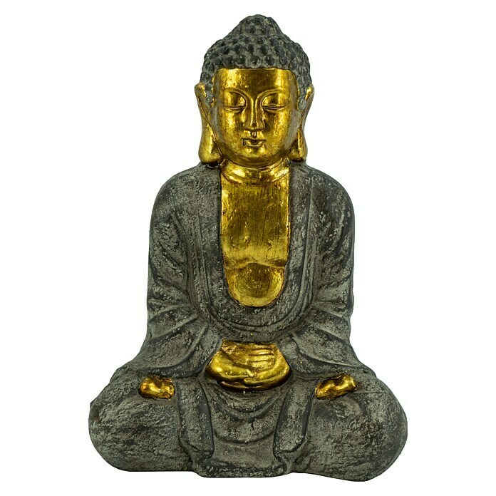 Buddha Sitzend (26 x 17 x 37 cm, Magnesia, Grau/Gold) | BAUHAUS