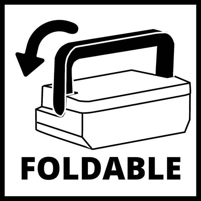 Einhell Gartenpumpe GC-GP 6040 ECO - Leistung: 600 W, Max. Fördermenge: 4.000 l/h - Produktbild eines faltbaren Artikels, das die Funktion durch einen Pfeil und den Schriftzug "FOLDABLE" verdeutlicht.