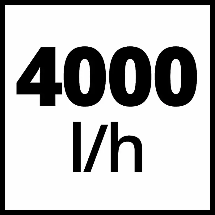 Einhell Gartenpumpe GC-GP 6040 ECO - Leistung: 600 W, Max. Fördermenge: 4.000 l/h - Abbildung eines Symbols, das eine Durchflussrate von 4000 l/h anzeigt.