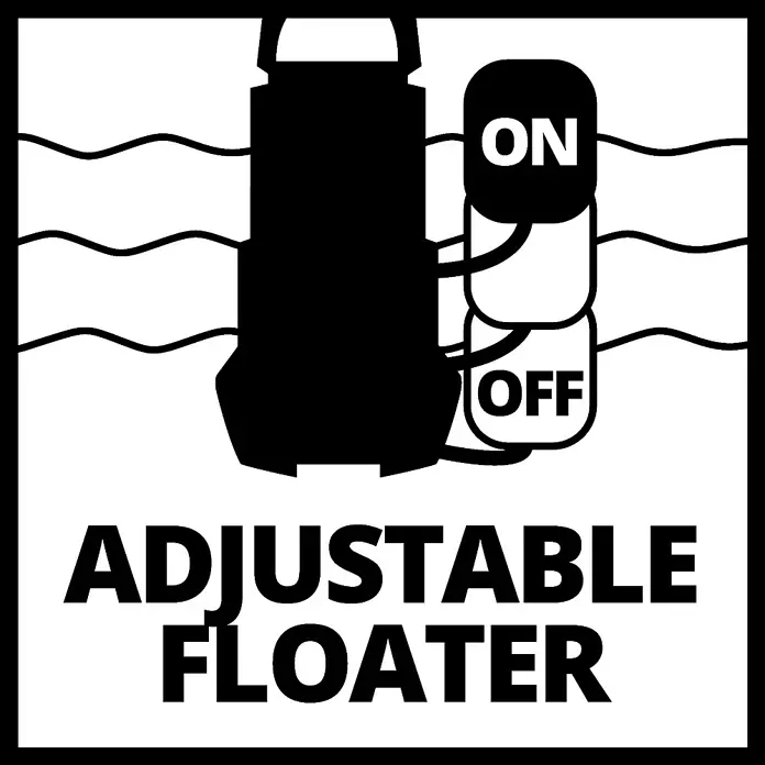Einhell Regenfasspumpe GE-SP 3546 RB - Leistung: 350 W, Max. Fördermenge: 4.600 l/h - Symbol für einen verstellbaren Schwimmerschalter, der in "Ein"- und "Aus"-Positionen eingestellt werden kann, für Pumpensteuerung.