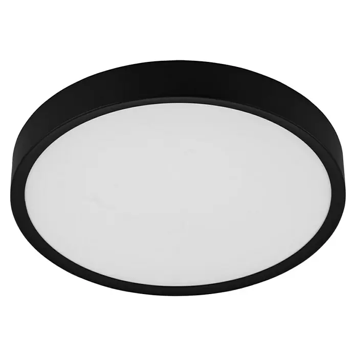 Eglo Plafón Musurita - 33 W, Ø x Al: 44 x 7,5 cm, Negro, Blanco - Una lámpara de techo redonda negra con un difusor blanco brillante. Ideal para interiores modernos y una distribución uniforme de la luz.