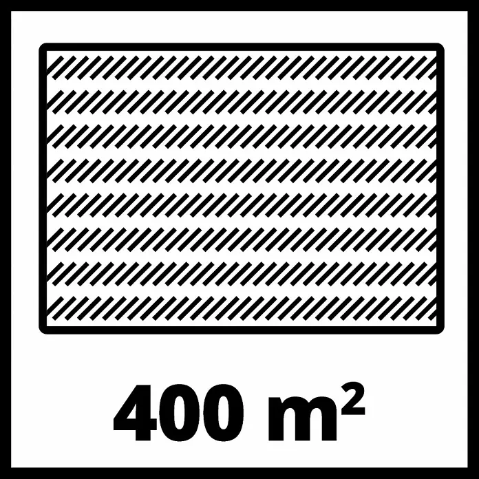 Einhell Power X-Change 18V Akku-Rasenmäher GE-CM 36/37 Li-Solo - 18 V, Ohne Akku, Schnittbreite: 37 cm - Symbol für die maximale Rasenfläche von 400 m², die der Rasenmäher effizient bearbeiten kann. Ideal für mittelgroße bis große Gärten.