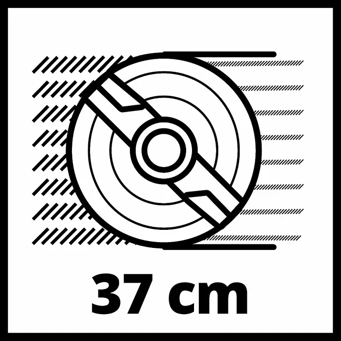Einhell Power X-Change 18V Akku-Rasenmäher GE-CM 36/37 Li-Solo - 18 V, Ohne Akku, Schnittbreite: 37 cm - Produktdarstellung: Eine stilisierte Darstellung eines 37 cm großen Produkts mit Fokus auf Design und Größe.
