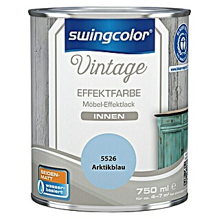 swingcolor Vintage Effektfarbe Möbel-Effektlack (Arktikblau, 750 ml, Seidenmatt, Wasserbasiert)