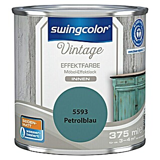 swingcolor Vintage Effektfarbe Möbel-Effektlack (Petrolblau, 375 ml, Seidenmatt, Wasserbasiert)
