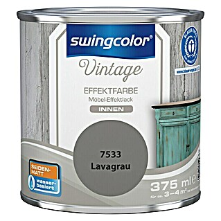swingcolor Vintage Effektfarbe Möbel-Effektlack (Lavagrau, 375 ml, Seidenmatt, Wasserbasiert)