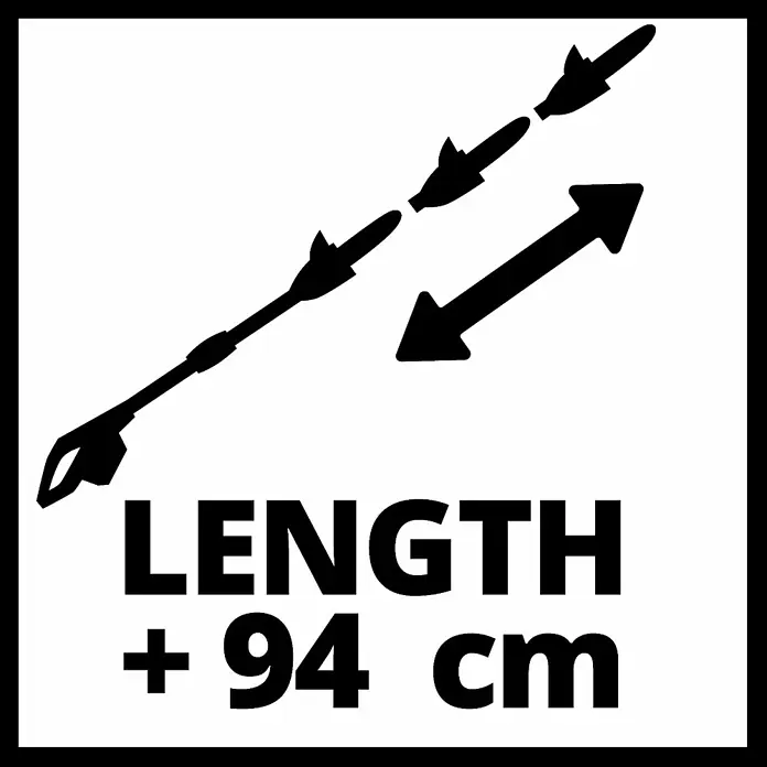 Einhell Power X-Change 18V Akku-Heckenschere GE-HH 18/45 Li T-Solo - 18 V, Li-Ionen, Ohne Akku, Schnittlänge: 40 cm - Abbildung eines Geräts mit einer Länge von +94 cm zur Verwendung in verschiedenen Anwendungen.