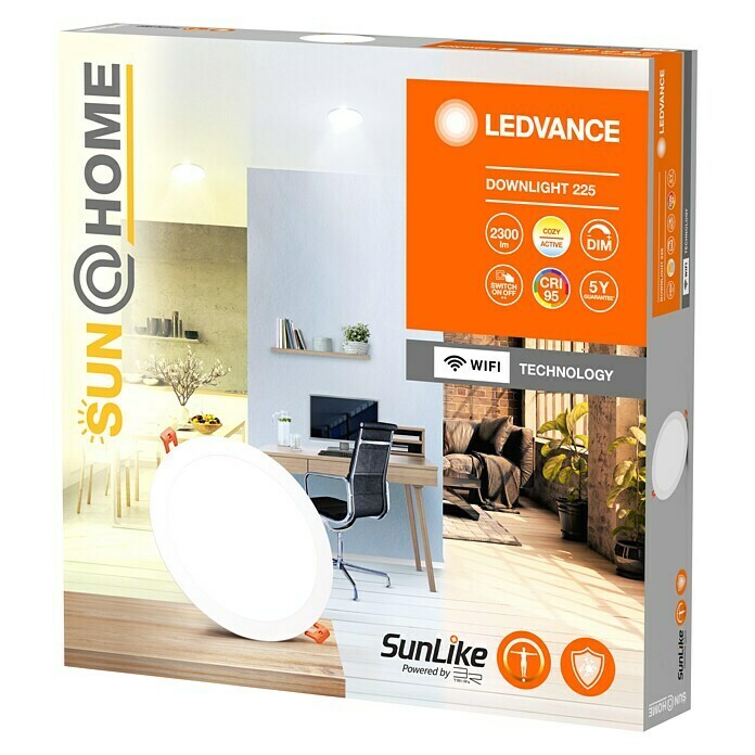 Ledvance SUN@Home LED-Einbauspot Downlight Slim (22 W, Kaltweiß, Durchmesser: 22,5 cm, Weiß) | BAUHAUS