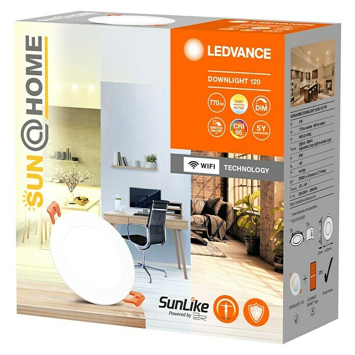 Ledvance SUN@Home LED-Einbauspot Downlight Slim (Kaltweiß, Durchmesser: 12 cm, Weiß) | BAUHAUS