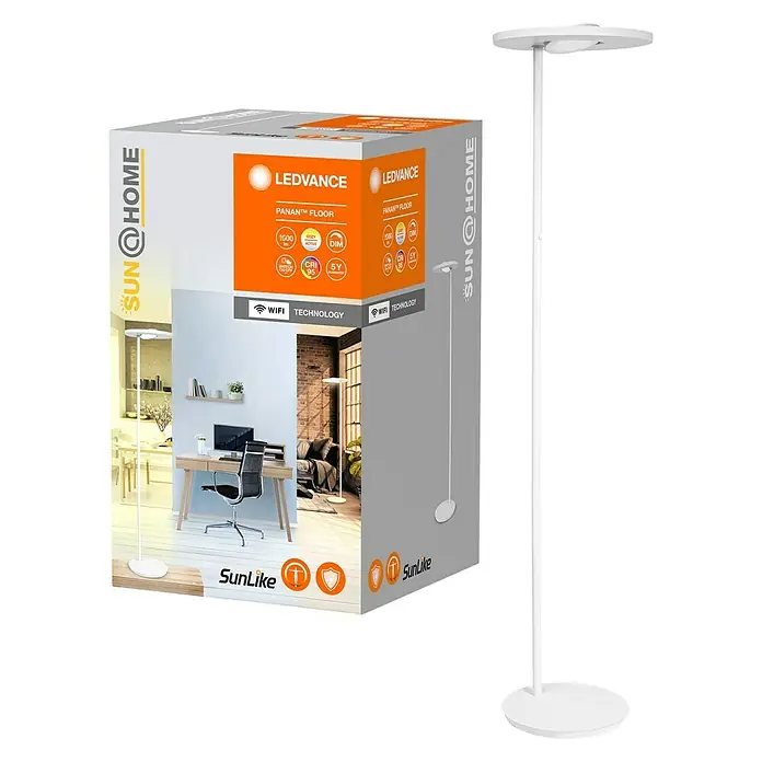 Ledvance SUN@Home LED-Stehleuchte Panan - 36 W, Höhe: 180 cm, Weiß, Kaltweiß - Die LEDVANCE Stehleuchte PANAN™ FLOOR in Weiß, verpackt im Originalkarton, bietet modernes Design und komfortable Beleuchtung für Ihr Zuhause.