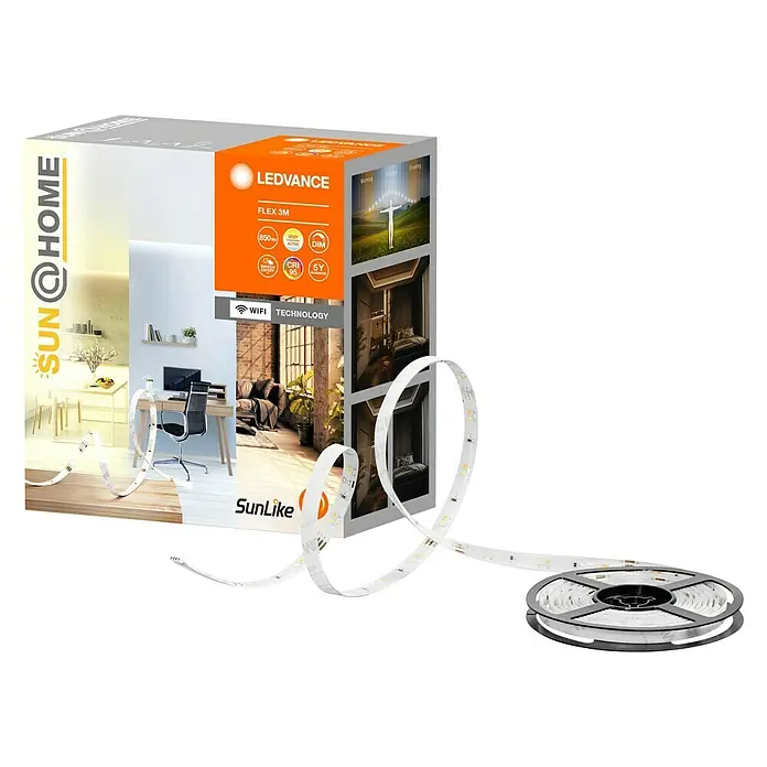 Ledvance SUN@Home Smart-LED-Band Moodlight - Länge: 300 cm, Kaltweiß, 13,5 W, 65 lm - Das LEDVANCE Sun@Home Flex 3M LED-Band für stimmungsvolle Beleuchtung im ganzen Haus, flexibel und einfach zu installieren.