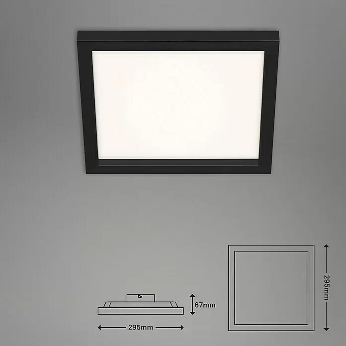 Briloner LED-Panel18 W, L x B x H: 29,5 x 29,5 x 8 cm, Schwarz, Warmweiß