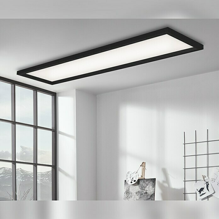 Briloner LED-Panel36 W, L x B x H: 119,5 x 29,5 x 8 cm, Schwarz, Warmweiß Mood Shot