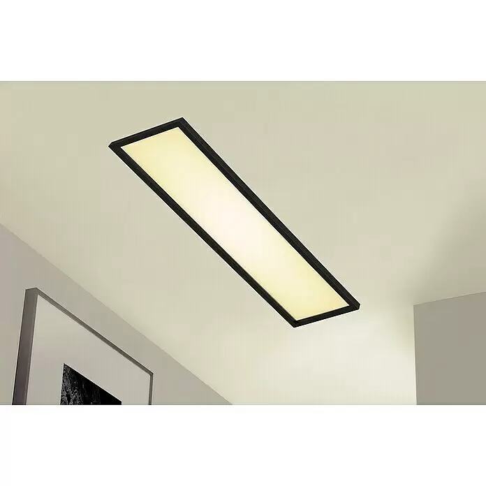 Briloner LED-Panel - 36 W, L x B x H: 119,5 x 29,5 x 8 cm, Schwarz, Warmweiß - Stimmungsaufnahme