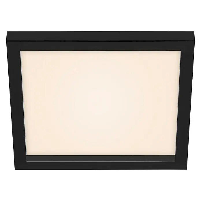Briloner LED-Panel18 W, L x B x H: 29,5 x 29,5 x 8 cm, Schwarz, Warmweiß - Quadratische Deckenleuchte mit schwarzem Rahmen und weichem, diffusem Licht, ideal für moderne Innenräume.