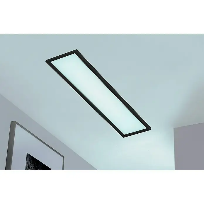 Briloner LED-Panel - 36 W, L x B x H: 119,5 x 29,5 x 8 cm, Schwarz, Warmweiß - Die moderne LED-Deckenleuchte mit schwarzem Rahmen sorgt für eine helle und gleichmäßige Ausleuchtung im Raum. Perfekt für minimalistische Interieurs.