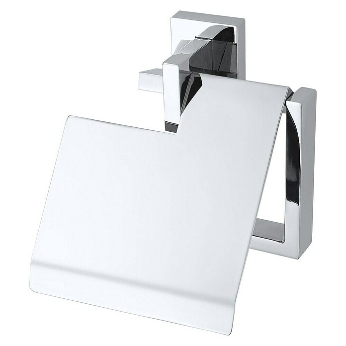 Haceka Edge Toiletrolhouder met klep (Met deksel, Chroom, Verchroomd) | BAUHAUS