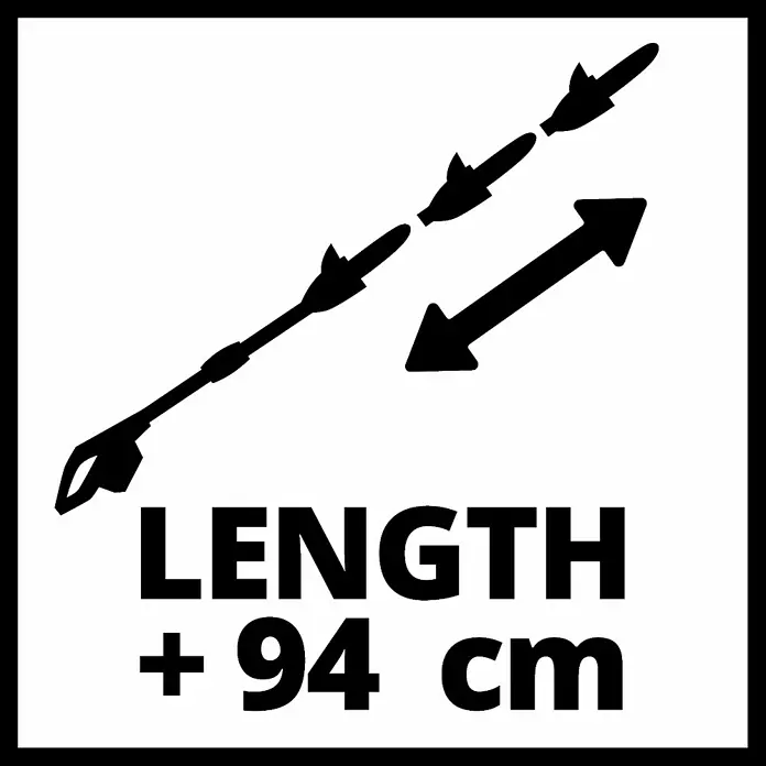 Einhell Power X-Change 18V Akku-Hochentaster GE-LC 18 Li T-Solo - 18 V, Li-Ionen, Ohne Akku, Schnittlänge: 17 cm - Bild einer Lanze mit der Längenangabe +94 cm.