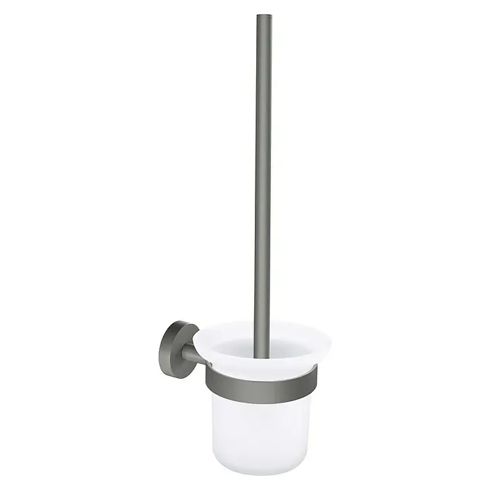 Tesa Moon WC-Bürstengarnitur - Mit Halterung, Metall, Grau - Elegante Toilettenbürstengarnitur mit Halterung zur Wandmontage. Praktisches Badzubehör, das Funktionalität und stilvolles Design vereint.