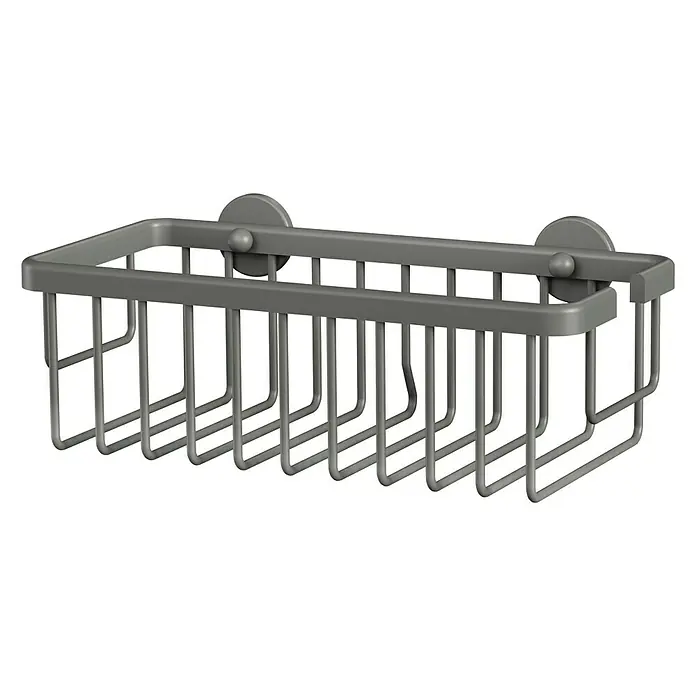 Tesa Aluxx Duschkorb - 12,5 x 25 x 9,5 cm, Grau, Matt - Graue Duschablage aus Metall für Badezimmerzubehör. Praktische Aufbewahrungslösung mit minimalistischem Design für eine moderne Dusche.