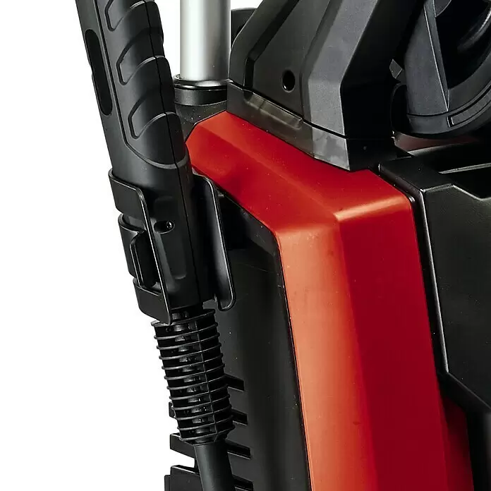 Einhell Hochdruckreiniger TE-HP 170 - 2.300 W, Max. Druck: 170 bar, Fördermenge: 440 l/h - Roter und schwarzer Hochdruckreiniger mit integrierter Halterung für eine schwarze Spritzpistole oder einen Schlauch.
