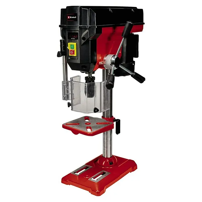 Einhell Tischbohrmaschine TE-BD 550 E - 450 W, Spannweite Bohrfutter: 0 mm - 13 mm - Abbildung einer Einhell Tischbohrmaschine in Rot und Schwarz, ein Werkzeug zum Bohren präziser Löcher in verschiedene Materialien.