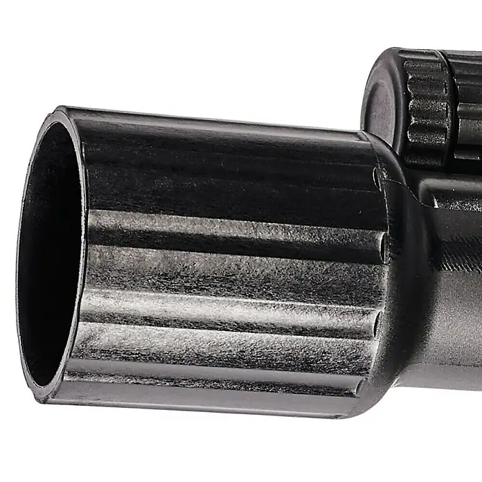 Einhell Classic Druckluft-Exzenterschleifer TC-PE 150 - Durchmesser Schleifteller: 150 mm, 10.500 U/min, 0 bar - 6,3 bar - Nahaufnahme eines schwarzen Zielfernrohrs mit geriffeltem Gehäuse und Verstellknopf für präzise Schüsse.