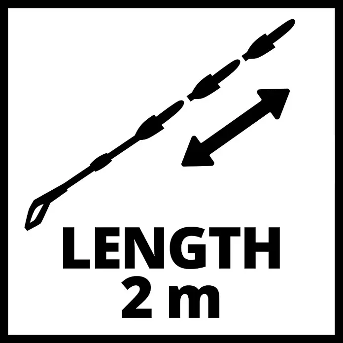 Einhell Verlängerung - Metall, Länge: 2 m - Symbolbild mit der Angabe zur Länge: 2 Meter. Ideal für die Produktdetails, um die Länge der Kette visuell darzustellen.