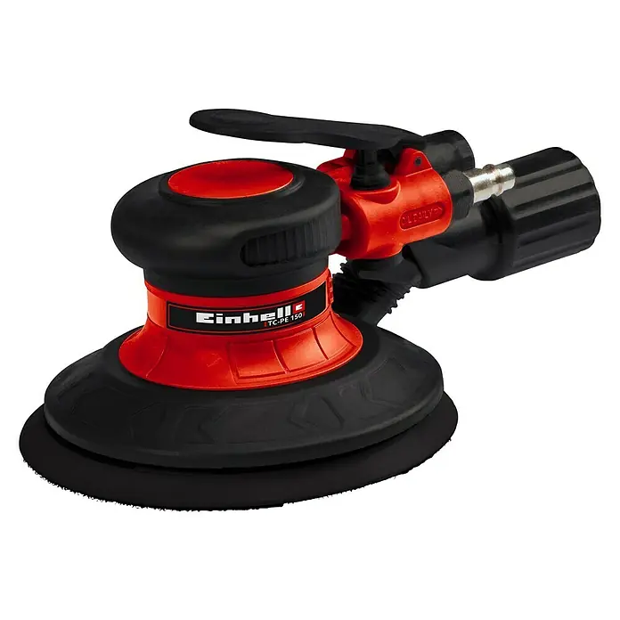 Einhell Classic Druckluft-Exzenterschleifer TC-PE 150 - Durchmesser Schleifteller: 150 mm, 10.500 U/min, 0 bar - 6,3 bar - Ein Einhell TC-PE 150 Exzenterschleifer in Schwarz und Rot. Ideal für Schleifarbeiten, handlich und leistungsstark für perfekte Ergebnisse.