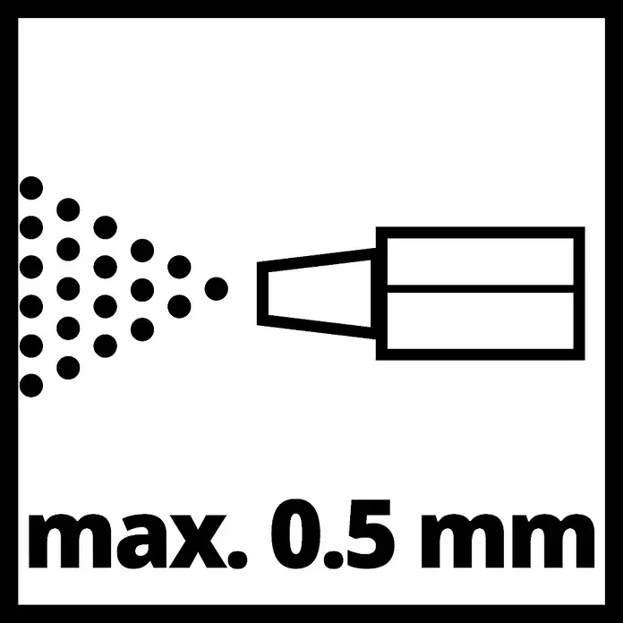 Einhell Druckluft-Saugstrahlpistole - Geeignet für: Kompressor - Symbol für eine Düse mit max. 0,5 mm Sprühbreite. Ideal für feine Detailarbeiten und präzise Anwendungen.
