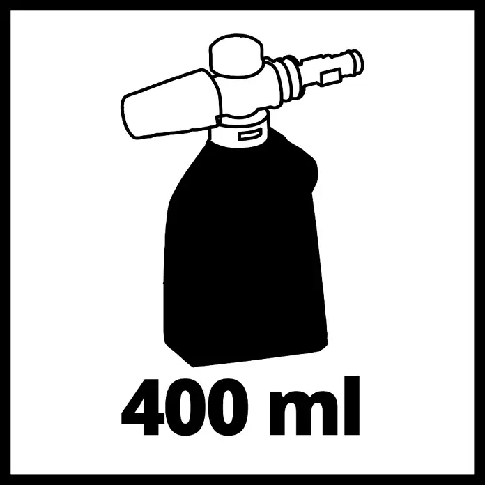 Einhell Sprühmittelbehälter - Passend für: Einhell Hochdruckreiniger TC-HP 90, TC-HP 130, TE-HP 140 und TE-HP 170 - Abbildung einer 400-ml-Schaumpistole mit Behälter, ideal für die Reinigung von Oberflächen mit Schaum.