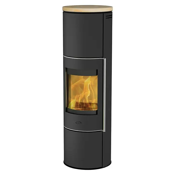 Fireplace Kaminofen Perondi - 5 kW, Raumheizvermögen: 90 m³, Material Verkleidung: Sandstein, Schwarz - Der Kaminofen mit Holzauflage ist ein stilvolles Heizgerät mit integriertem Feuerraum, das Wärme und Atmosphäre in jeden Raum bringt.