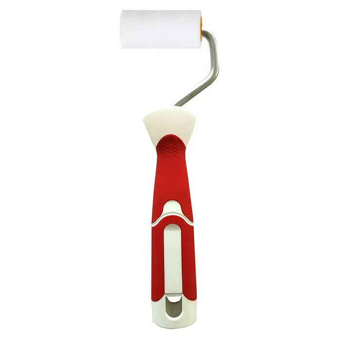 Rodillo de pintar poliéster - Anchura cilindro: 17 cm - Un rodillo para patrones de pintura con rodillo blanco, mango rojo y soporte metálico para una aplicación precisa de pinturas.