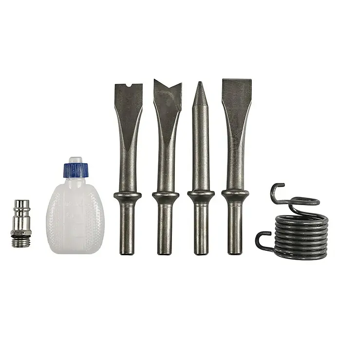 Einhell Classic Druckluft-Meißelhammer - 6,3 bar, Luftverbrauch: 113 l/min, Schlagzahl: 4.500 /min - Satz Meißelaufsätze für Drucklufthämmer, inklusive Ölflasche und Feder, ideal für verschiedenste Abbrucharbeiten.