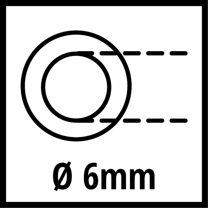 Einhell Druckluftschlauch - Länge: 10 m, Schlauchdurchmesser: 6 mm - Symbol für 6mm Bohrlochdurchmesser zur Verwendung mit einem Werkzeug oder Gerät. Präzise und leicht verständliche Kennzeichnung.