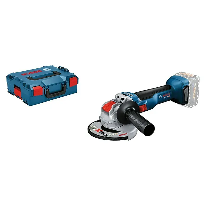 Bosch Professional AMPShare 18V Akku-Winkelschleifer GWX 18V-10 - Ohne Akku, Durchmesser Scheibe: 125 mm - Bosch Akku-Winkelschleifer mit X-LOCK-System und blauer Werkzeugkiste. Das ideale Set für professionelles Schleifen und Trennen.