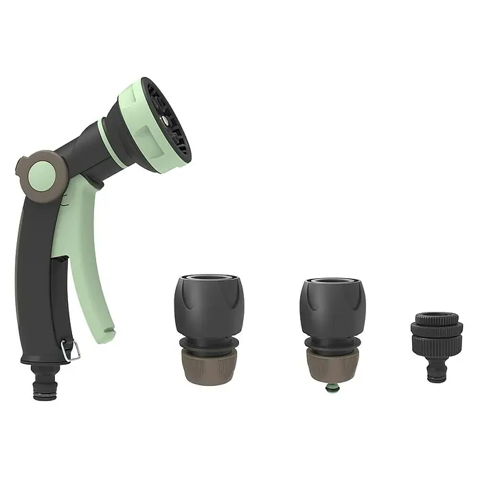 G.F. Garden Reco Multifunktionsbrause Set Soft - 4 -tlg. - Gartenschlauch-Spritzpistole mit verschiedenen Düsenaufsätzen für vielseitige Bewässerung.