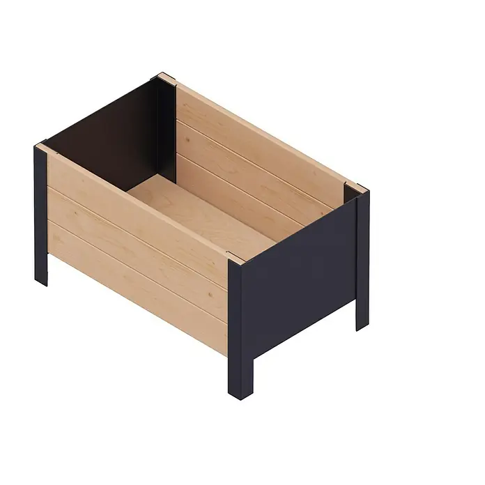 Upyard Pflanzkasten Modernbox niedrig - 58 x 36 x 32 cm, Holz, Braun/Schwarz - Hochbeet aus Holz mit dunkelgrauen Akzenten. Ideal für den Garten oder die Terrasse, um Pflanzen stilvoll anzubauen.