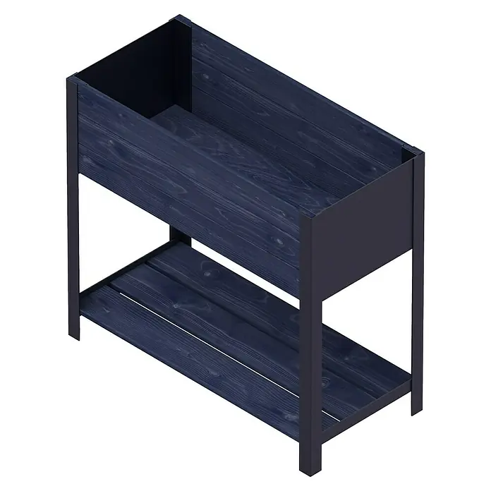 Upyard Hochbeet Modernbox hoch78 x 36 x 72 cm, Holz, Schwarz - Erhöhtes Pflanzbeet aus Holz mit zwei Ebenen, ideal für Gartenarbeit. Die robuste Konstruktion bietet Platz für Pflanzen und Werkzeuge.