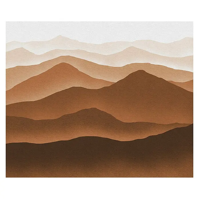 Komar Fototapete Macchiato Mountains - B x H: 300 x 250 cm, Vlies - Abstraktes Aquarellgemälde von braunen Bergketten, die eine ruhige und natürliche Atmosphäre vermitteln.\n