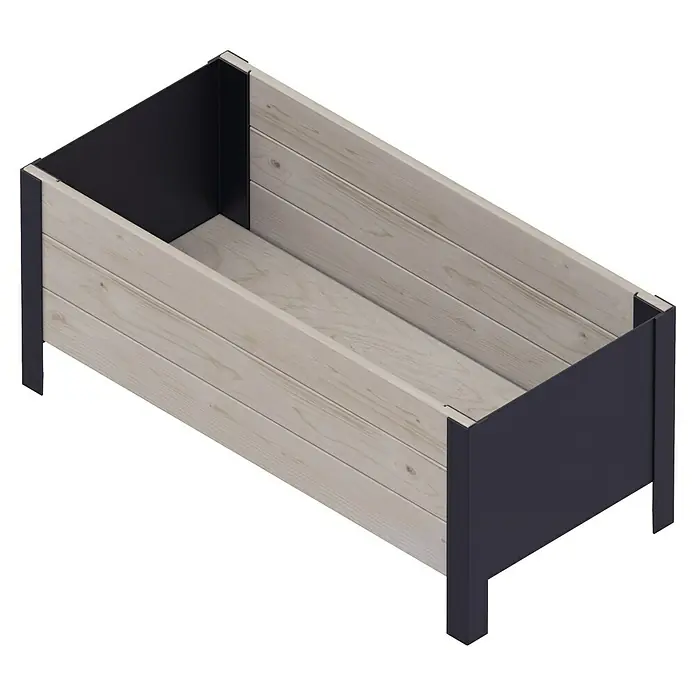 Upyard Macetero para plantas Modernbox Niedrig - 78 x 36 x 32 cm, Madera, Gris - Este artículo muestra una jardinera de madera con detalles en gris oscuro, ideal para proyectos de jardinería y decoración de exteriores.