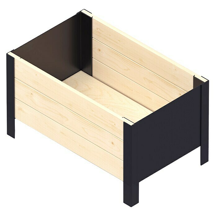 Pflanzkasten Modernbox niedrig58 x 36 x 32 cm, Holz, Natur Diagonal View