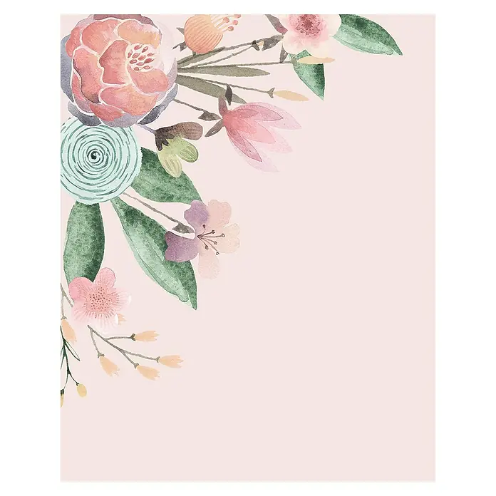 Komar Fototapete Fleur Bisou - B x H: 200 x 250 cm, Vlies - Elegantes florales Design mit zarten Aquarellblumen in sanften Farben, ideal für Grußkarten oder Hochzeitseinladungen.