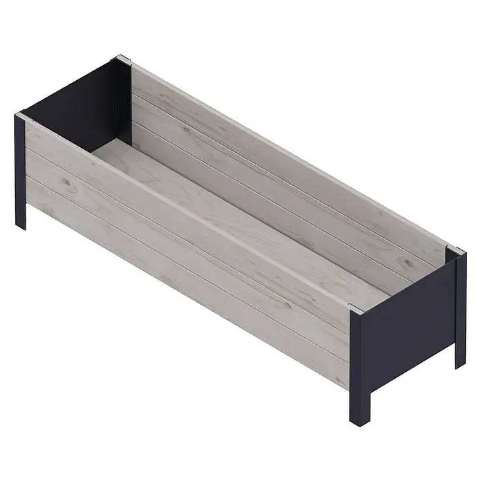 Upyard Pflanzkasten Modernbox niedrig - 118 x 36 x 32 cm, Holz, Grau/Schwarz - Eine längliche Pflanzkiste mit einem modernen Design. Die Holzwände und die dunklen Metallrahmen verleihen der Kiste eine elegante Optik.