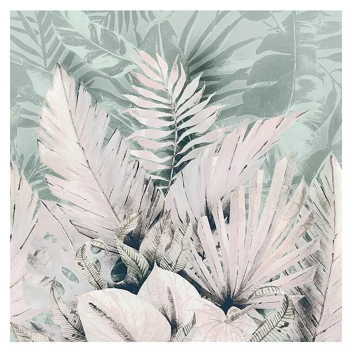 Komar Fototapete Palmiers Tropicaux - B x H: 200 x 250 cm, Vlies - Elegante Tapete mit exotischen Blättern in zarten Farbtönen. Das Design verleiht jedem Raum einen Hauch von tropischer Frische und stilvoller Natürlichkeit.